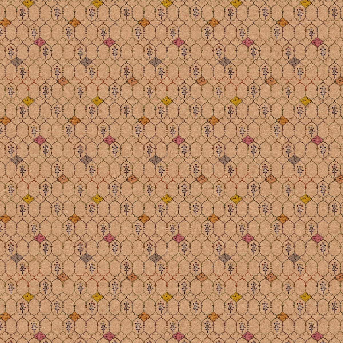 LM-RYN-133 PR Amber Trellis Floral 8 ft x 4 ft Texture Finish Cane 1 mm Laminate