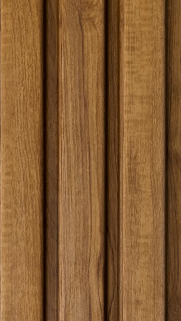WL-3408 Brown Color Wooden PVC Louvers 9.5 Ft x 5 Inch