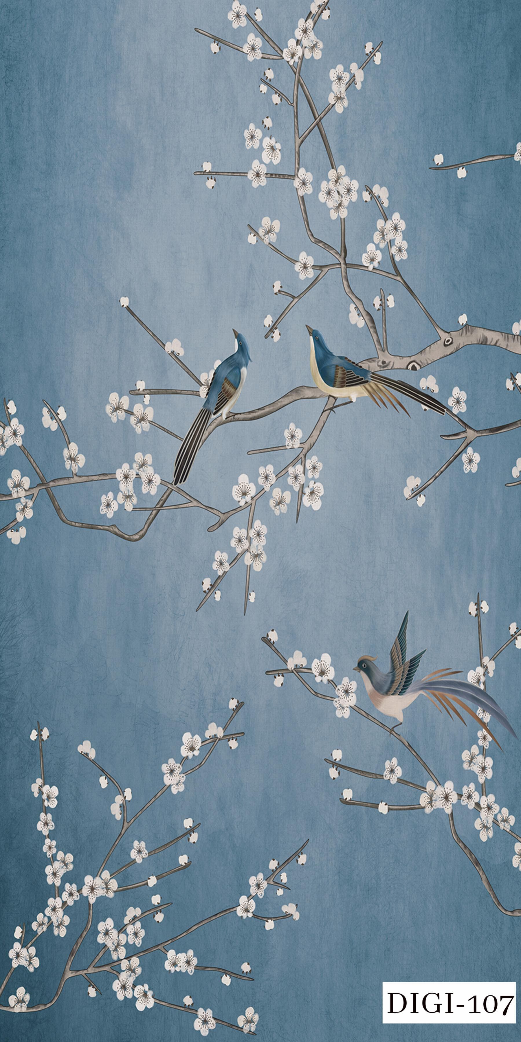 DIGI-107 Azure Blossom Matt Finish Digital Series 8x4 ft 1 mm Decorative Laminates