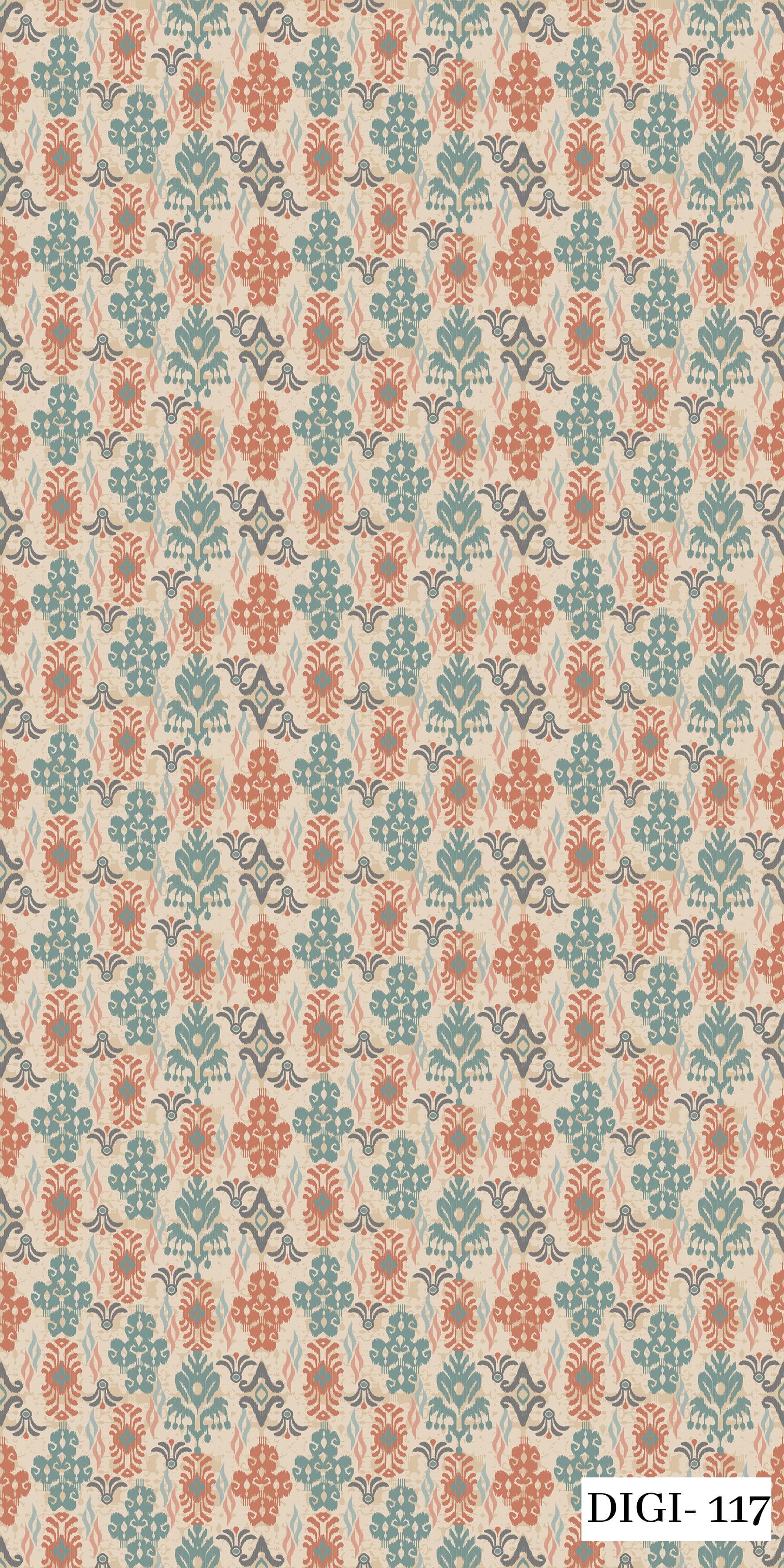 DIGI-117 Heritage Damask Matt Finish Digital Series 8x4 ft 1 mm Decorative Laminates