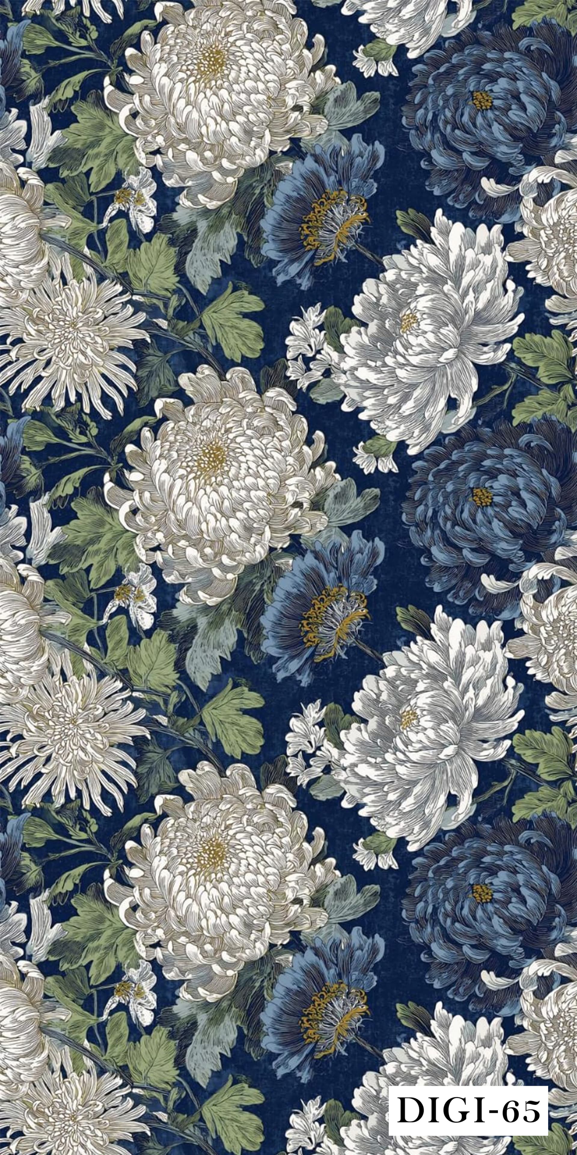DIGI-65 Navy Blooms Matt Finish Digital Series 8ft x 4ft 1 mm Decorative Laminate