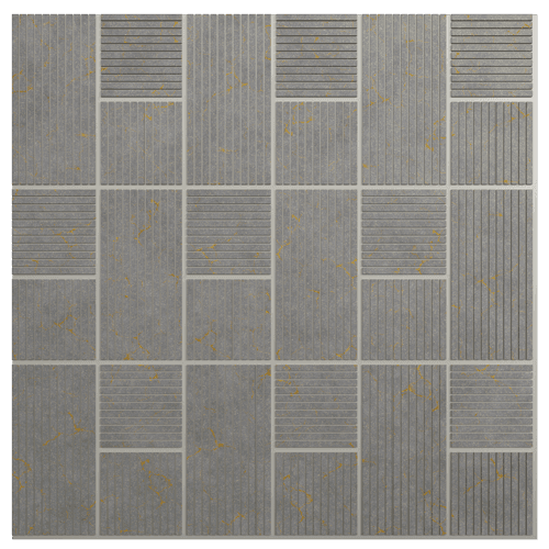 1212 Graphite Loom Geometric Look 8 Ft x 1 Ft Sculpt Wall Panels