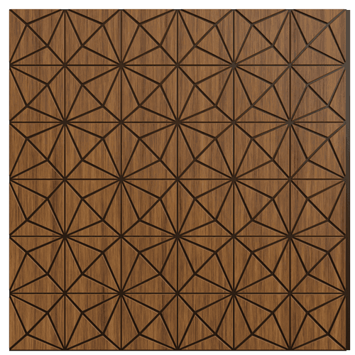 1213 Teak Star Geometric Look 8 Ft x 1 Ft Sculpt Wall Panels