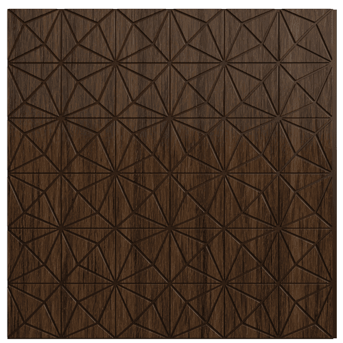 1214 Walnut Star Geometric Look 8 Ft x 1 Ft Sculpt Wall Panels
