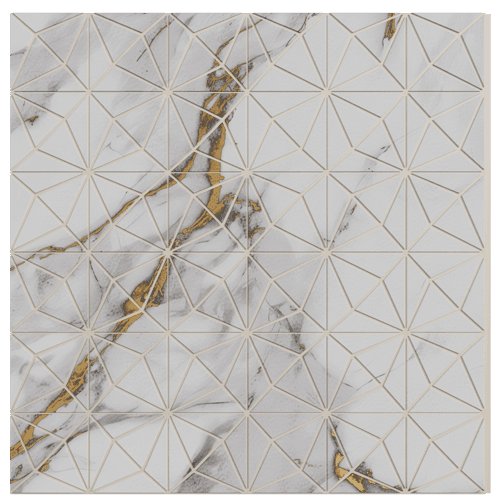 1215 Calacatta Star Geometric Look 8 Ft x 1 Ft Sculpt Wall Panels