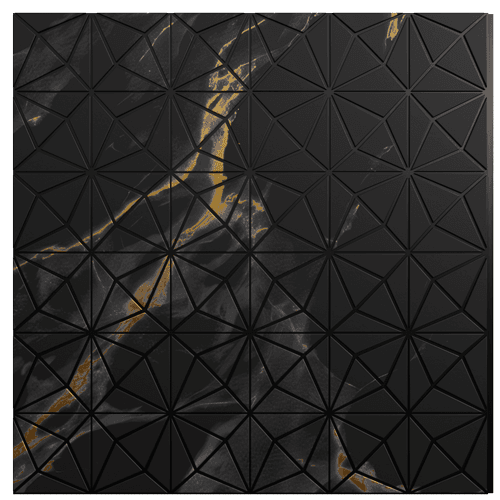 1216 Noir Gold Star Geometric Look 8 Ft x 1 Ft Sculpt Wall Panels
